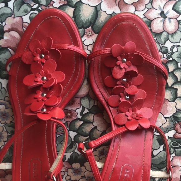Coach Kelly with floral design sandals leather EUC - Picture 3 of 9